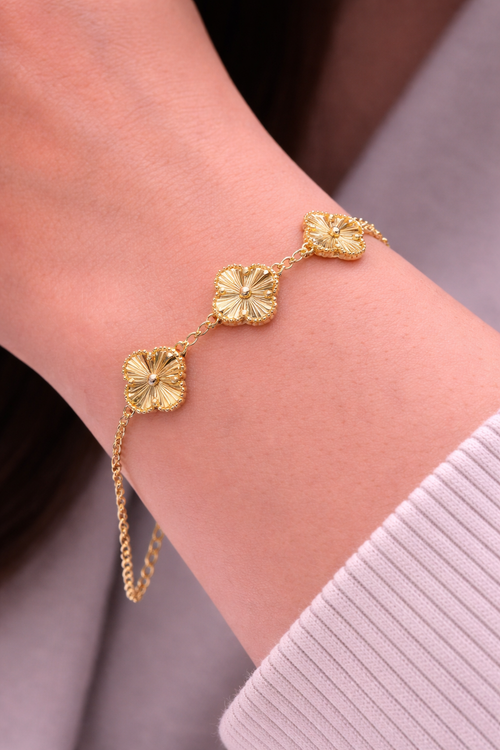 14 Ayar Altın - 3'lü Yonca Bileklik