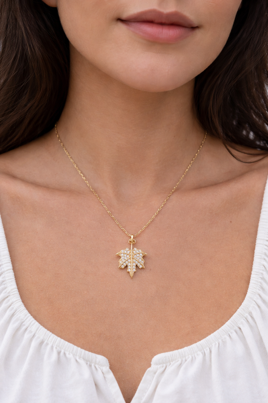 14 Ayar Altın - Yaprak Kolye