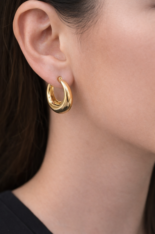 14 Ayar Altın - Parlak Midye Küpe