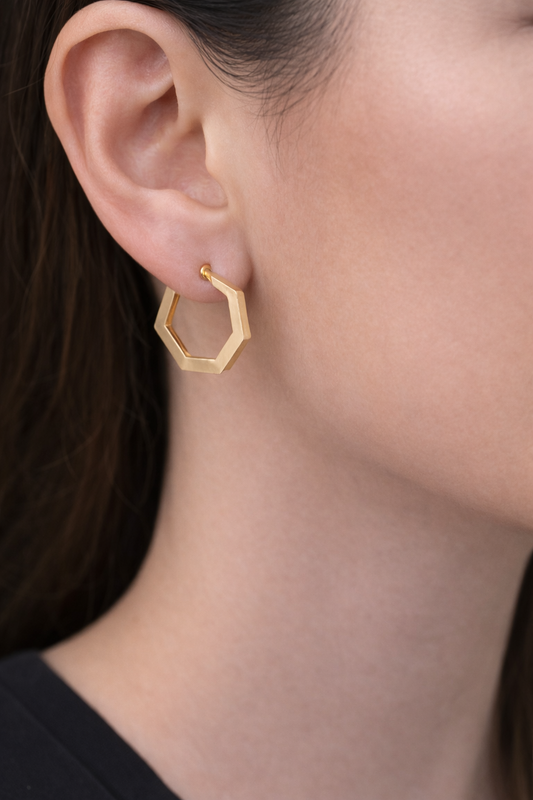 14 Ayar Altın - Beşgen Küpe