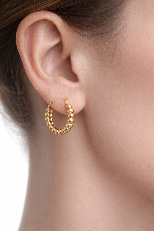 14 Ayar Altın- Boncuk Küpe